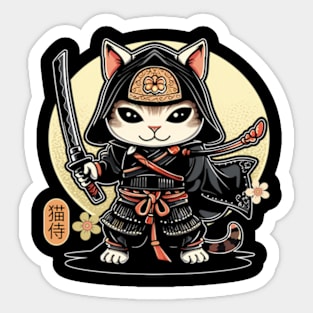 Kawaii Japanese Anime ga Samurai Ninja Cat Sticker